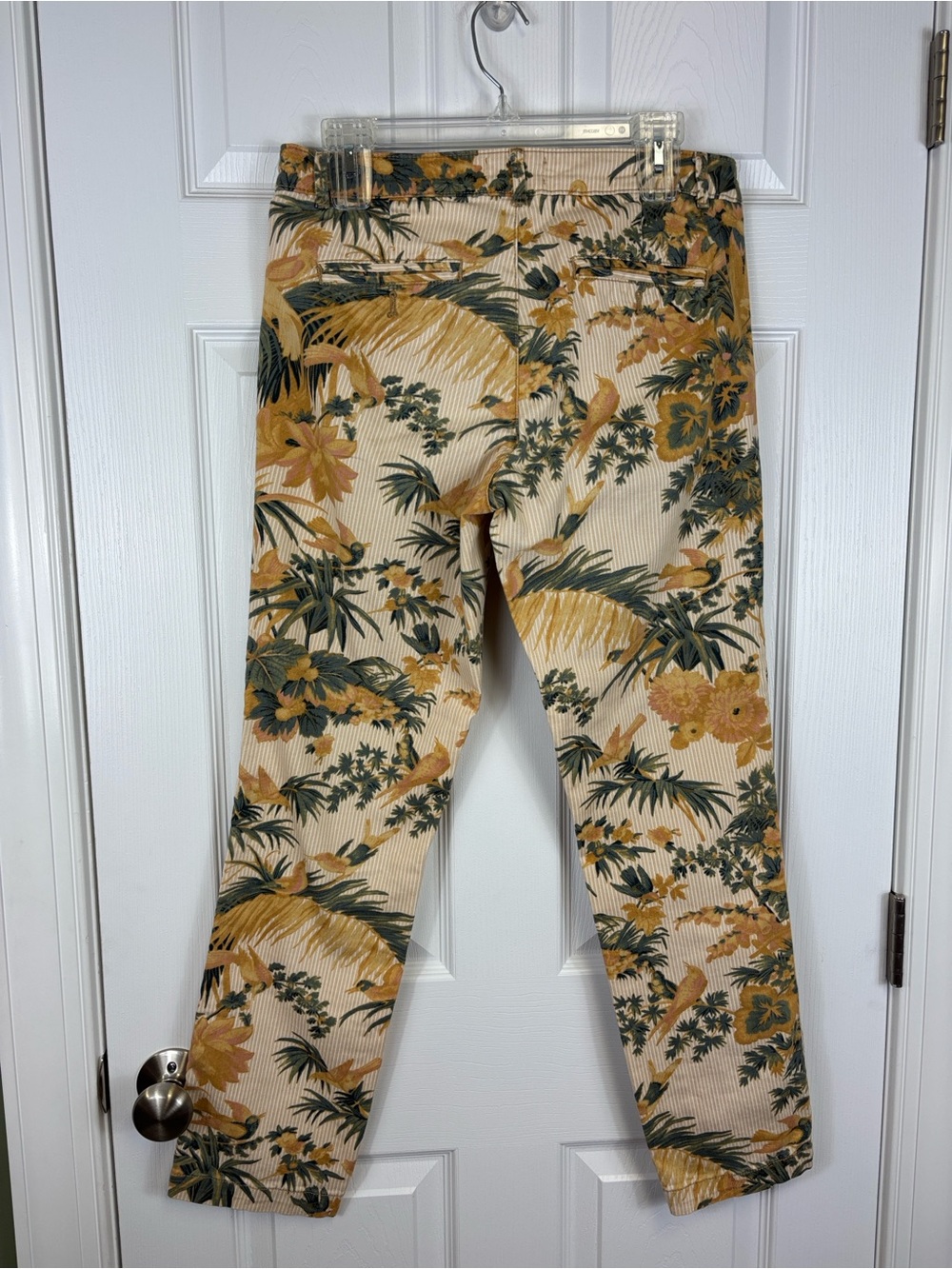 By Anthropologie relaxed bird print chino trousers sz 29 - Picture 10 of 13